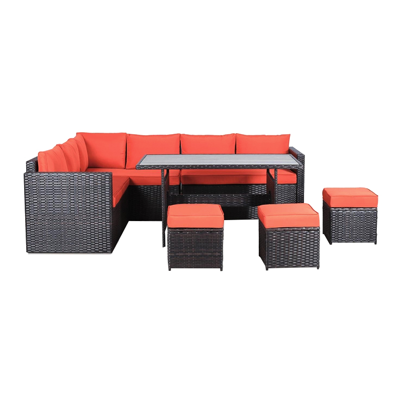 DGF-3002 Eco-Friendly And Comfortable Seven-Piece Rattan Sofa Set With Footstool